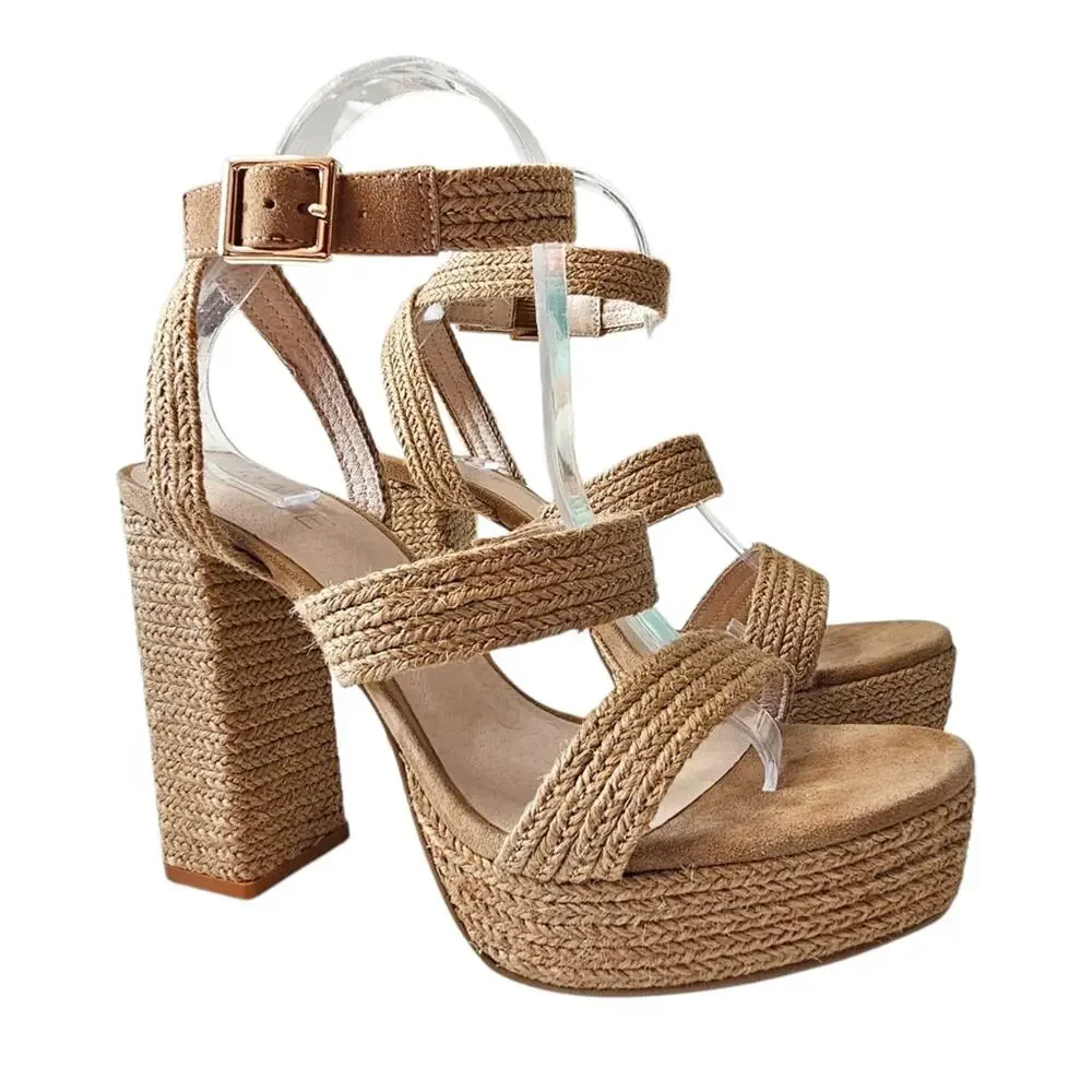 RAYE Akita Platform Sandals in Tan Size 9.5